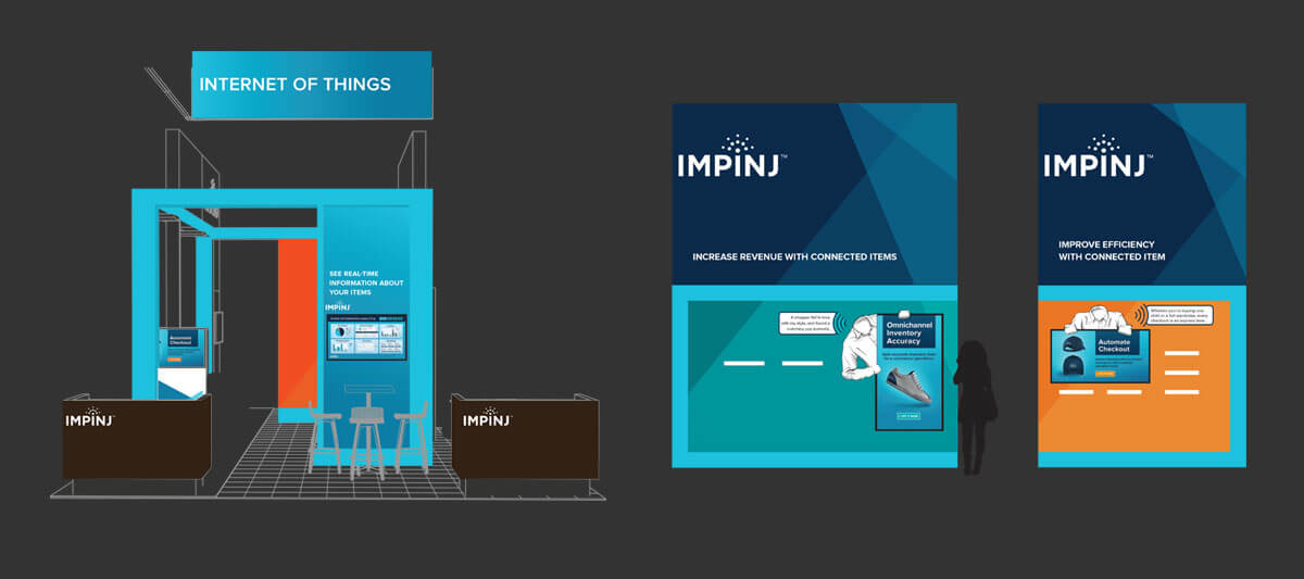 IMPINJ Tradeshow Booth Entry, side and back