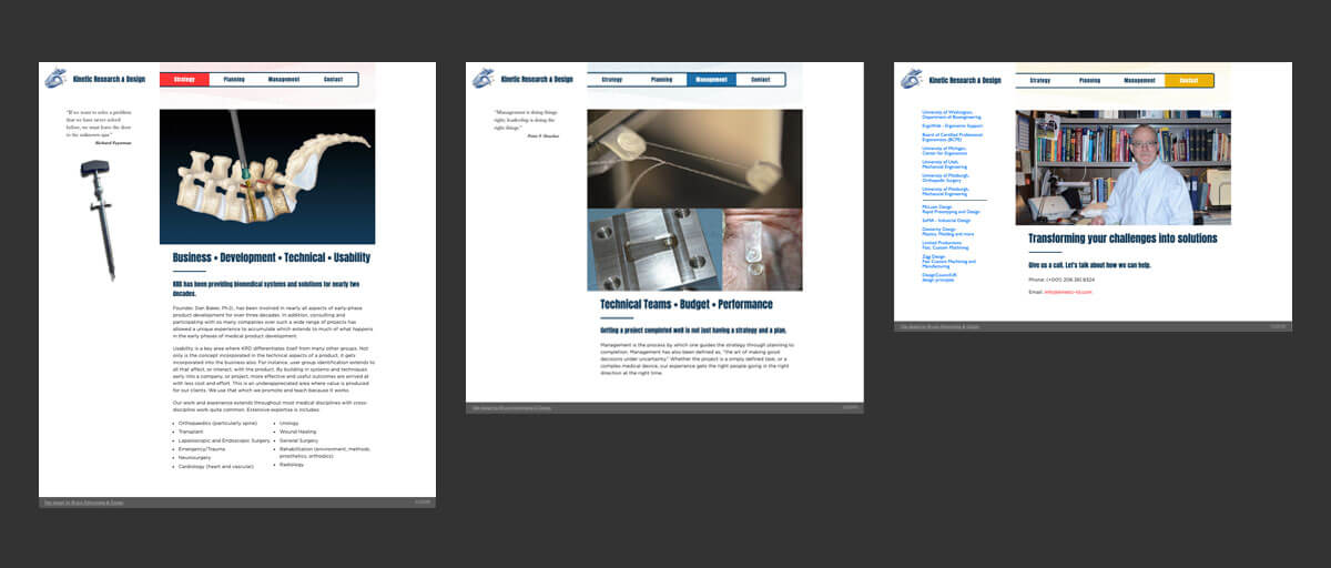 Kinetic Research and Design website detials